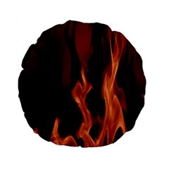Smoke Flame Abstract Orange Red Standard 15  Premium Flano Round Cushions