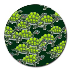Seamless Turtle Green Round Mousepads by HermanTelo