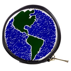 Globe Drawing Earth Ocean Mini Makeup Bag by HermanTelo