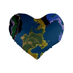 Map Geography World Standard 16  Premium Heart Shape Cushions