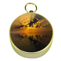 Sunset Reflection Birds Clouds Sky Gold Compasses