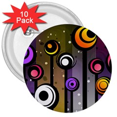 Abstract Flora Pinks Yellows 3  Buttons (10 Pack)  by Pakrebo