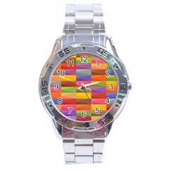 Abstract Background Geometric Stainless Steel Analogue Watch