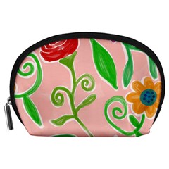 Background Colorful Floral Flowers Accessory Pouch (large)