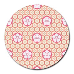 Floral Design Seamless Wallpaper Round Mousepads by HermanTelo