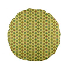 Hexagonal Pattern Unidirectional Yellow Standard 15  Premium Flano Round Cushions