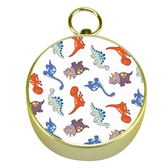 Pattern Dinosaurs Gold Compasses