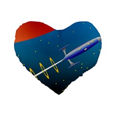 Rocket Spaceship Space Galaxy Standard 16  Premium Heart Shape Cushions