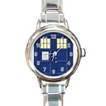 Tardis Doctor Who Time Travel Round Italian Charm Watch Front