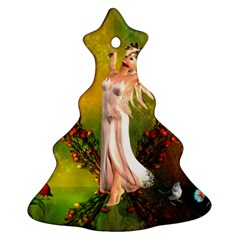 Beautiful Fairy With Wonderful Flowers Christmas Tree Ornament (two Sides) by FantasyWorld7