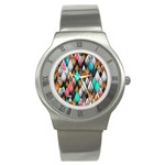 Abstract Triangle Tree Stainless Steel Watch