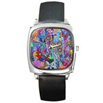 Abstract Forest  Square Metal Watch