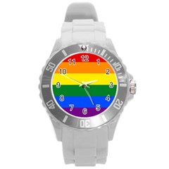 Lgbt Rainbow Pride Flag Round Plastic Sport Watch (l) by lgbtnation