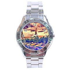 Castle Fortress Landmark Historical Stainless Steel Analogue Watch by Nexatart