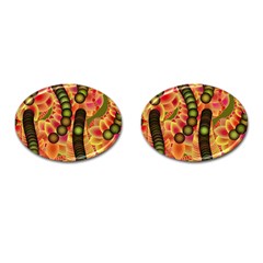 Abstract Background Digital Green Cufflinks (oval) by HermanTelo