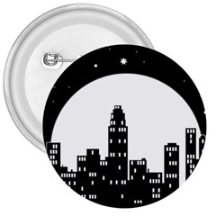 City Night Moon Star 3  Buttons by HermanTelo