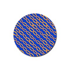 Blue Abstract Links Background Rubber Round Coaster (4 Pack) 