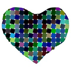Geometric Background Colorful Large 19  Premium Flano Heart Shape Cushions