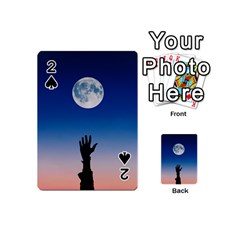 Moon Sky Blue Hand Arm Night Playing Cards Double Sided (mini) by HermanTelo