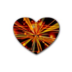 Zoom Effect Explosion Fire Sparks Rubber Coaster (heart)  by HermanTelo