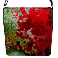 Abstract Stain Red Seamless Flap Closure Messenger Bag (s)