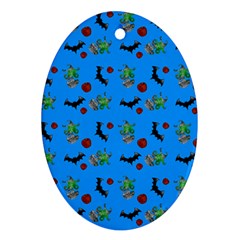 Halloween Witch Pattern Blue Oval Ornament (two Sides) by snowwhitegirl