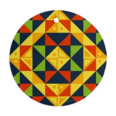 Background Geometric Color Plaid Round Ornament (two Sides)