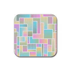 Color Blocks Abstract Background Rubber Coaster (square)  by HermanTelo