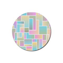 Color Blocks Abstract Background Rubber Coaster (round)  by HermanTelo