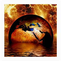 Earth Globe Water Fire Flame Medium Glasses Cloth (2 Sides) by HermanTelo
