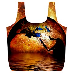 Earth Globe Water Fire Flame Full Print Recycle Bag (xl)