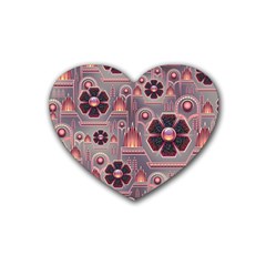 Floral Flower Stylised Rubber Coaster (heart)  by HermanTelo