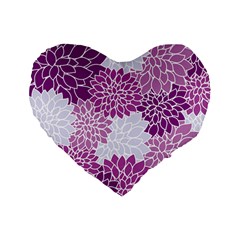 Floral Purple Standard 16  Premium Heart Shape Cushions