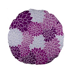 Floral Purple Standard 15  Premium Flano Round Cushions