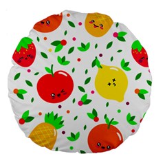 Pattern Fruits Orange Green Large 18  Premium Flano Round Cushions by HermanTelo