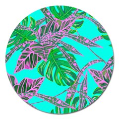Painting Oil Leaves Nature Reason Magnet 5  (round)