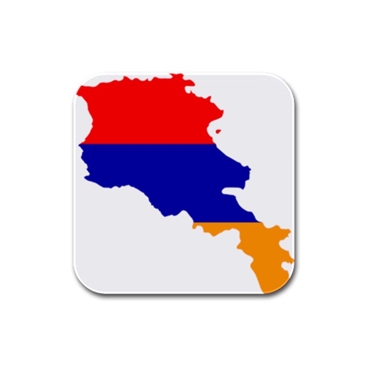 Flag Map of Armenia Rubber Square Coaster (4 pack) 