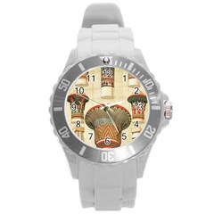 Egyptian Architecture Column Round Plastic Sport Watch (l) by Sapixe
