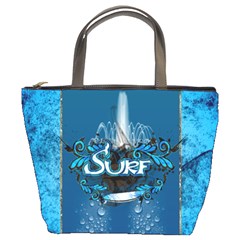 Sport, Surfboard With Water Drops Bucket Bag by FantasyWorld7