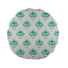 Plant Pattern Green Leaf Flora Standard 15  Premium Round Cushions by HermanTelo