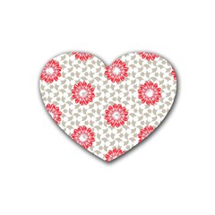 Stamping Pattern Red Rubber Coaster (heart)  by HermanTelo