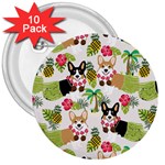 Corgis Hula Pattern 3  Buttons (10 pack) 