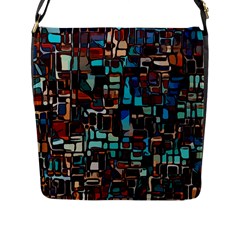Stained Glass Mosaic Abstract Flap Closure Messenger Bag (l) by Sapixe