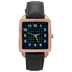 Texture Lines Background Rose Gold Leather Watch  by HermanTelo