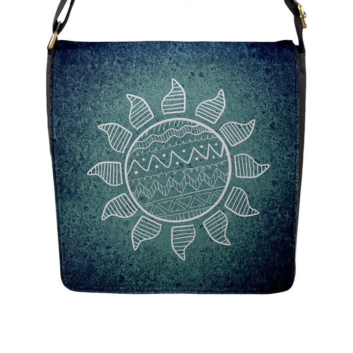 Sun Abstract Summer Flap Closure Messenger Bag (L)