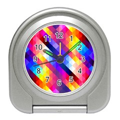 Abstract Blue Background Colorful Pattern Travel Alarm Clock by Bajindul