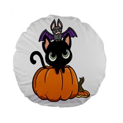 Halloween Cute Cat Standard 15  Premium Round Cushions by Bajindul