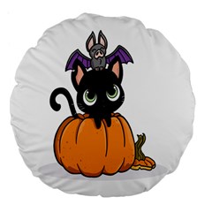 Halloween Cute Cat Large 18  Premium Flano Round Cushions by Bajindul
