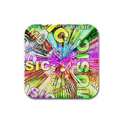 Music Abstract Sound Colorful Rubber Square Coaster (4 Pack)  by Bajindul