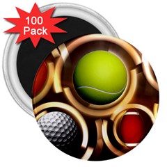 Sport Ball Tennis Golf Football 3  Magnets (100 Pack) by Bajindul